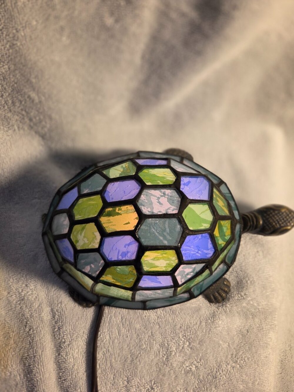 Tiffany Style Stained Glass Turtle Accent Lamp